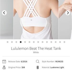 Lululemon White Criss-Cross Back Tank